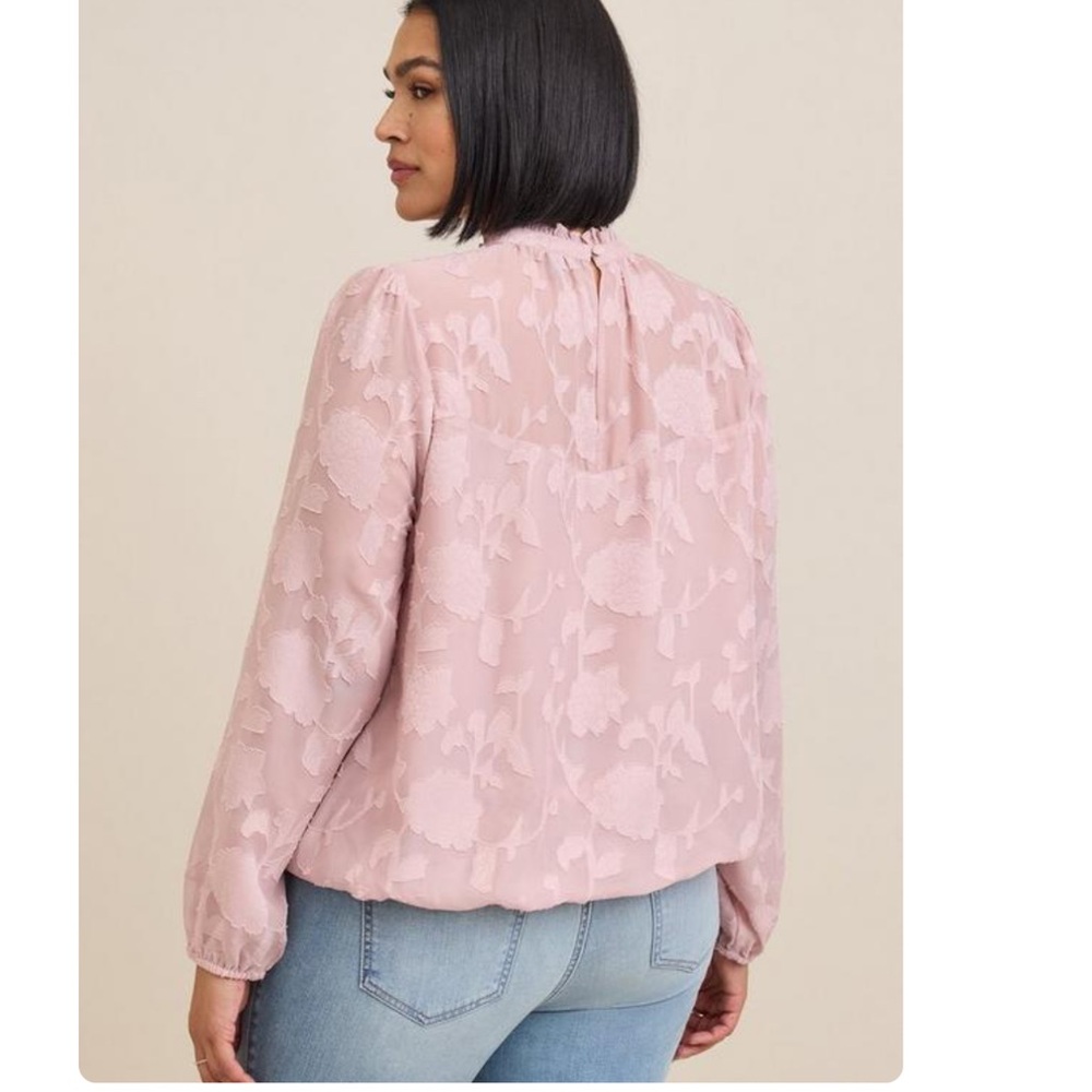 Torrid Chiffon Clip Floral Bubble Hem Blouse Sz 5X - Picture 2 of 6